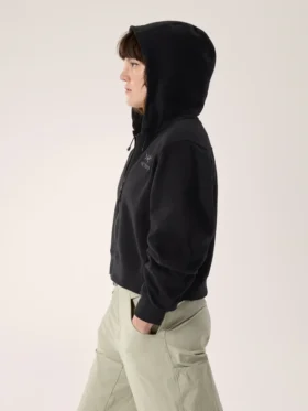 Emblem Fleece Full Zip Crop Hoody Women's