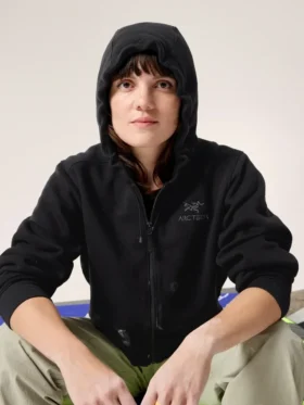 Emblem Fleece Full Zip Crop Hoody Women’s