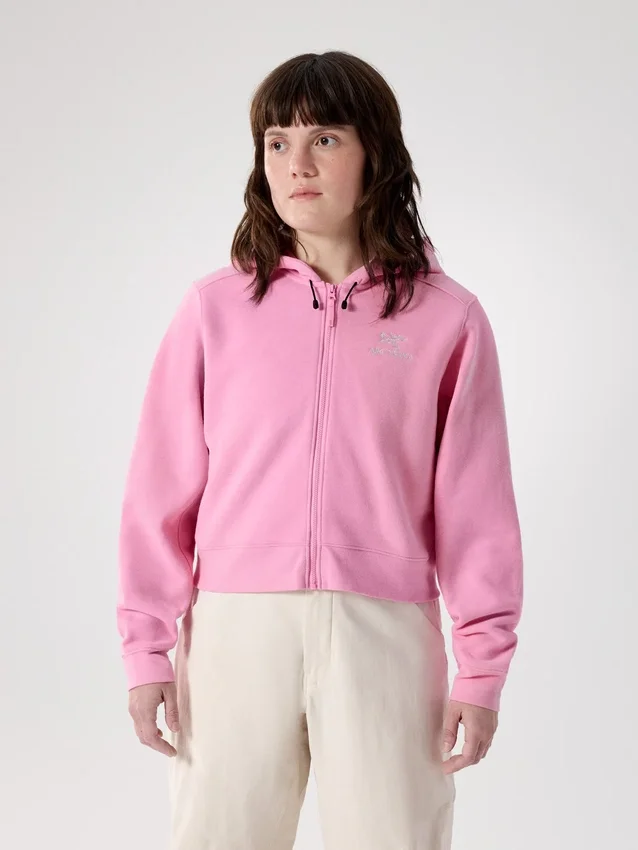 Emblem Fleece Full Zip Crop Hoody Women's